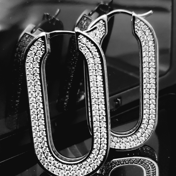 Sparkling Crystal U Shaped Hoops - Picture 5 of 6